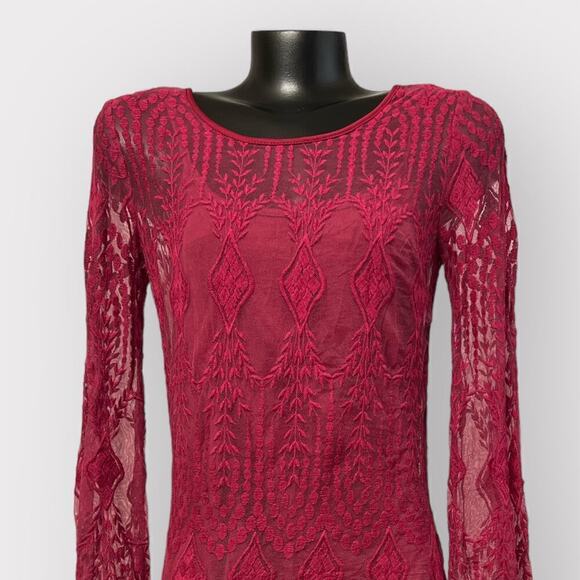 Ecote Red Lace Mini Dress - Picture 2 of 8